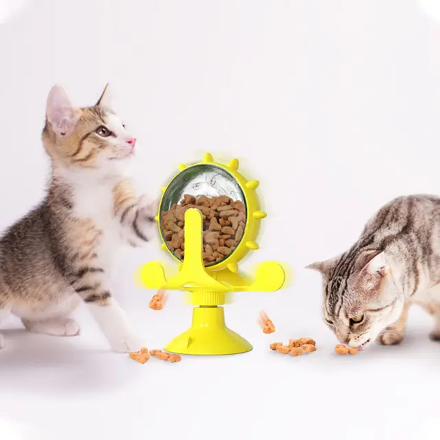 Uniperor Hot Selling Pet Toys Interactive ABS Food Grade Windmill Turntable Food Leakage Puzzle Feeder Teasing Toy for Cats Dog