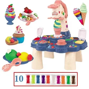 Newest Kids Diy Soft Clay Colorful Food Handmade Mold Tool Set Play Toy Educational Ice Cream Modeling Playdough Table