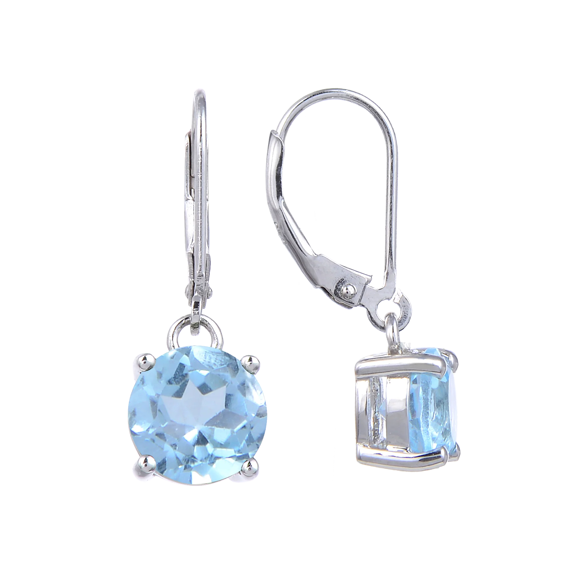 Natural 2024 Sky Blue Topaz Stud Earrings with Diamonds, Silver Earrings with Real Topaz, Genuine Topaz Earrings Silver, Topaz Birthstone Earring