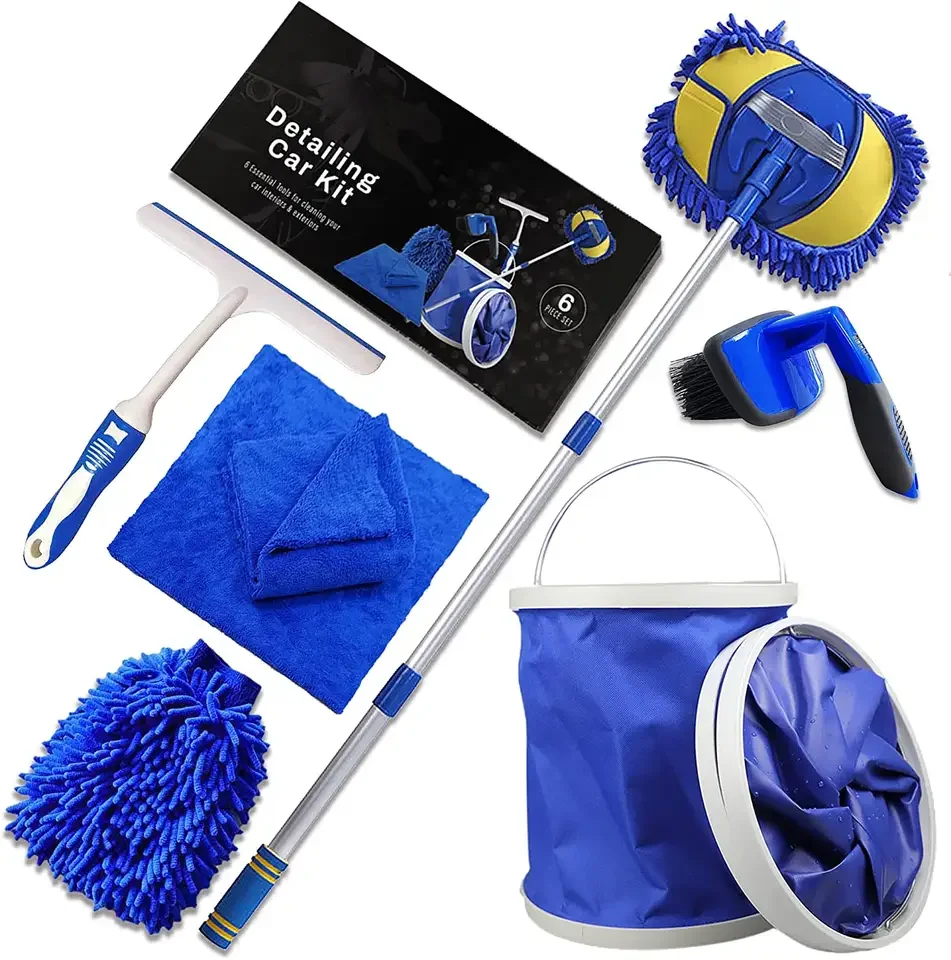 Car Care Accessories Long Handle Brush Mop Wheel Cleaner Microfiber