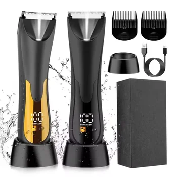 Body Hair Trimmer Pubic Hair Trimmer Rechargeable Body Groomer with Standing Recharge Dock Groin Hair Trimmer for Men