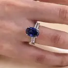 Sapphire Ring Louily Blue Sapphire Oval Cut Wedding Ring Sets In Sterling Silver
