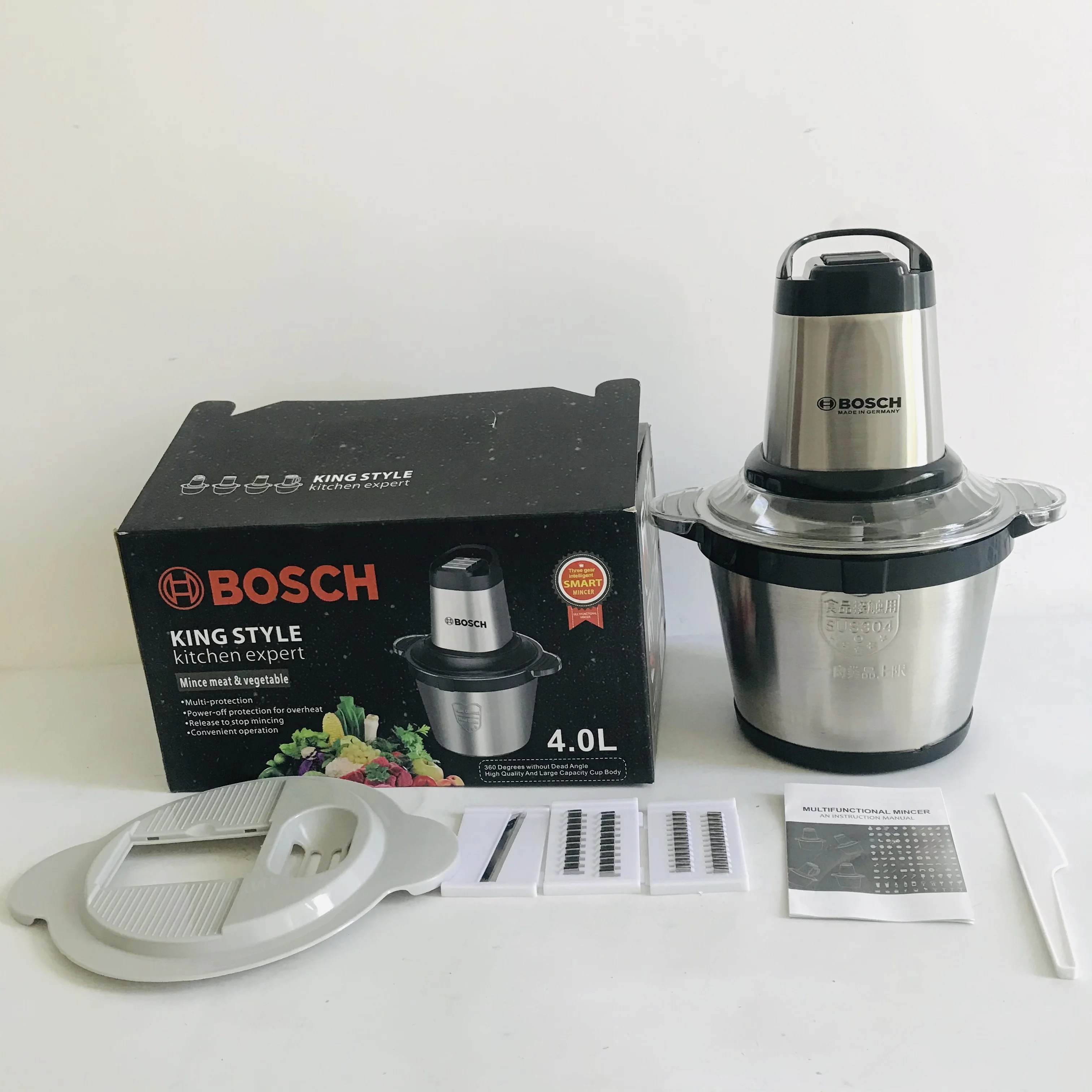 2022 Household Electric Meat Mincer Grinder with Cutter Lid Cheap Good Quality 4L 5L 6L Food Chopper USB Manual Power Source