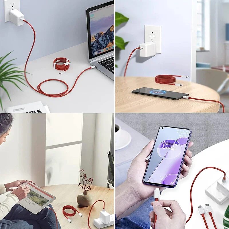 PD 65W Supervooc Fast Charger Cable for OnePlus 12 11 10T 9 7T Pro USB C Type C Warp Dash Charge 6T 5T Data Wire TPE