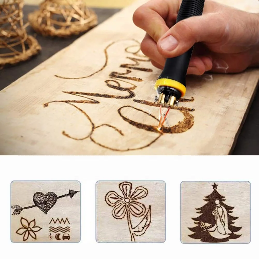Professional Pyrography Tools 60W Adjustable Temperature Woodburning Machine Kits  With 20PCS Various Pyrography Tips