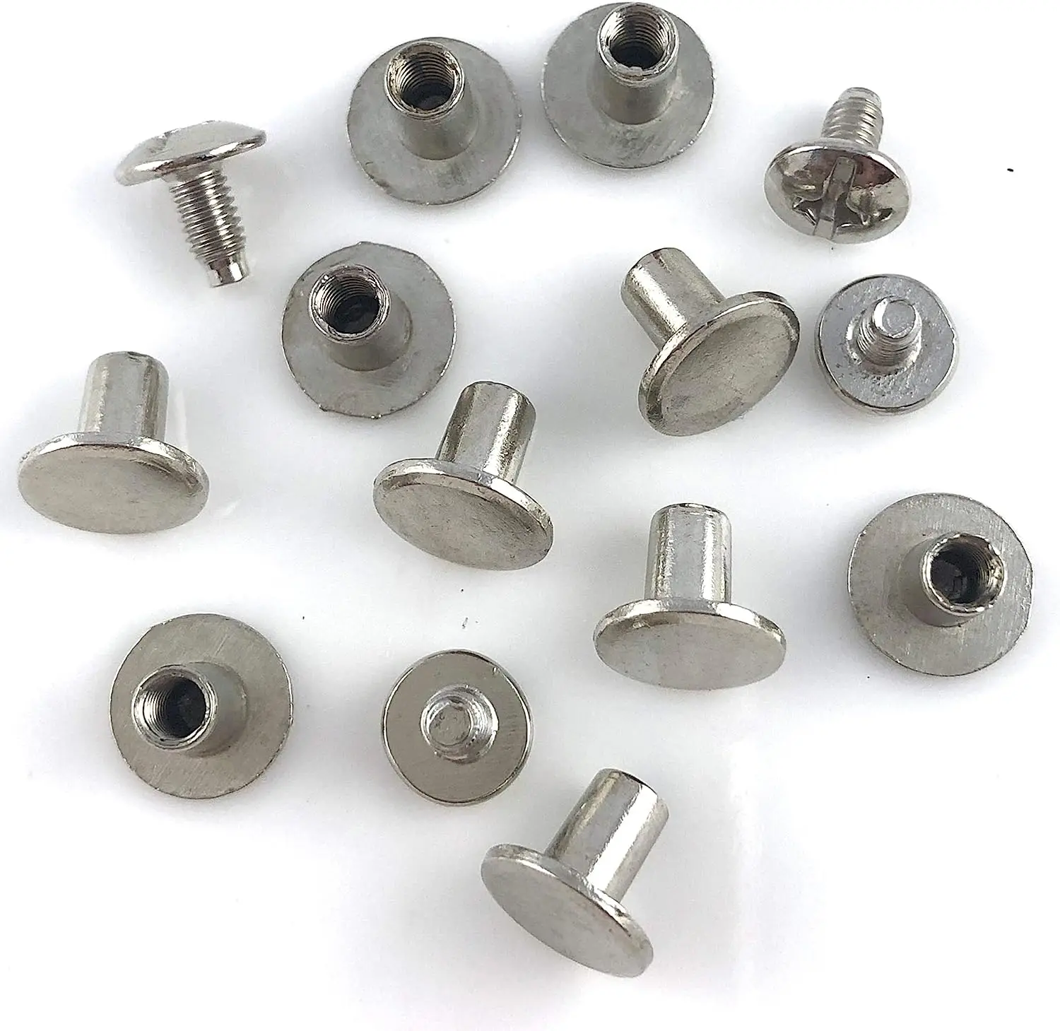 QUARKZMAN 20 Set Chiodi A Testa Piana Borchie 10mm Piedini Borse Lega Borsa Testa Chiodo Fibbia Piatta Bottone Rivetti Set Strumenti Fibbie Ruote Rotondo Per Artigianato Pelle, Tono Oro