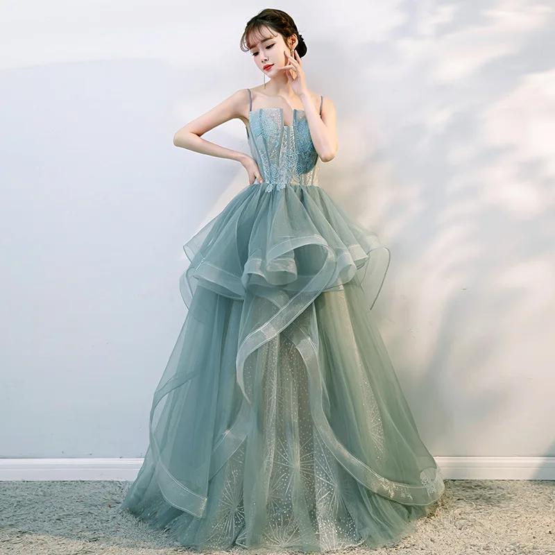 Wholesale Sexy Green Bridesmaid Dresses Birthday Party Wedding Prom Dresses  Women's Clothing Evening Gown