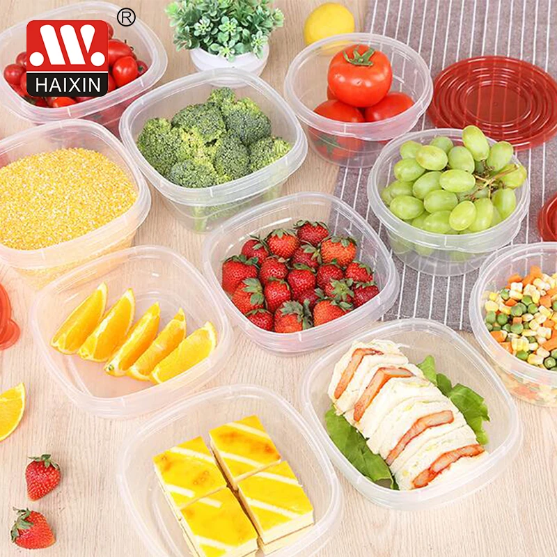 HAIXIN 0.5L 0.76L 1.4L Hot Sale Customized Round Fruit Meal Clear Airtight Kitchen Plastic Round Food Storage Containers Set