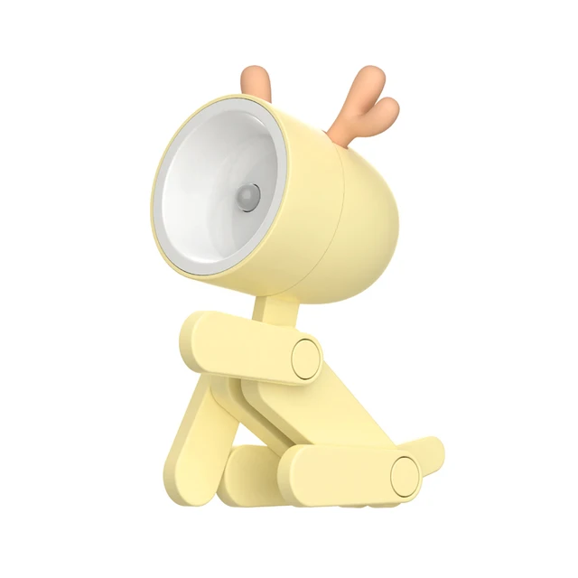 Mini Deer Table Lamp Desktop Decoration Button Battery Cartoon Puppy Night Light