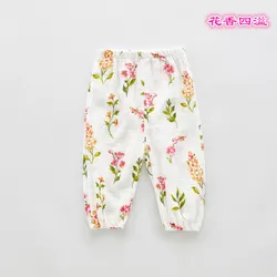 Детские брюки из крепа с принтом предотвращающие появление комаров, детские брюки, крутые и дышащие летние подвесные брюки-шаровары