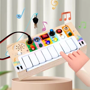Wooden Multifunctional Digital Keyboard Kids Montessori Early Education Led Switch Light Baby Music Box Educational Toy