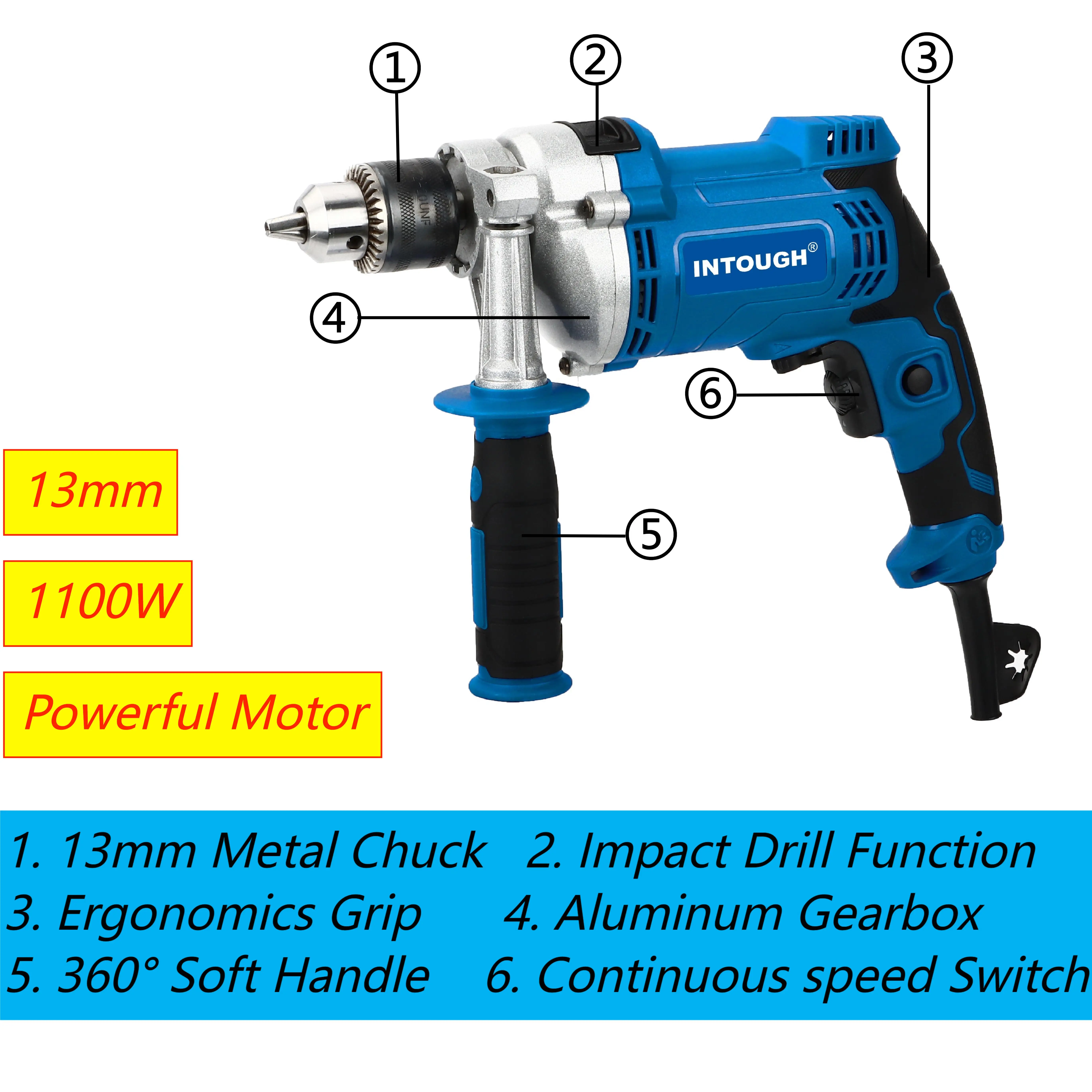 INTOUGH HIGH QUALITY Professional Cordless Tools Sets with Drill Electric Cordless Impact Drills