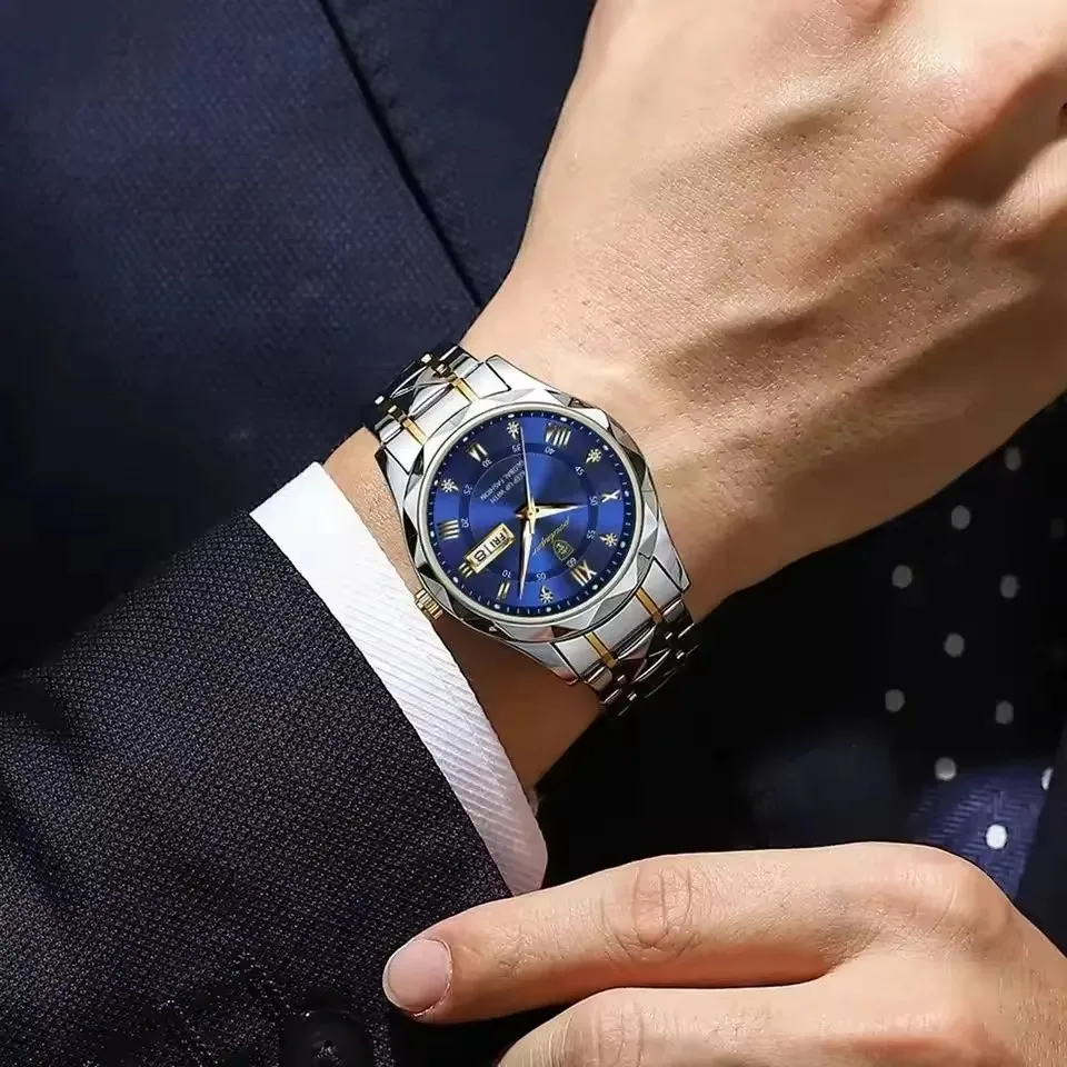 Custom Your Own Logo Poedagar 615 Fashion Luxury Watch Stainless Steel Luminous Quartz Watches Wristwatch Waterproof for Men
