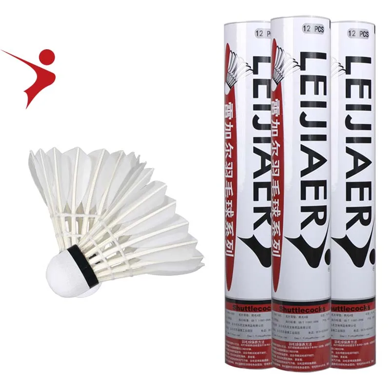 2023 Новый Волан для бадминтона гусиное перо Leijiaer 12 шт. супер прочный белый гусиный бадминтон