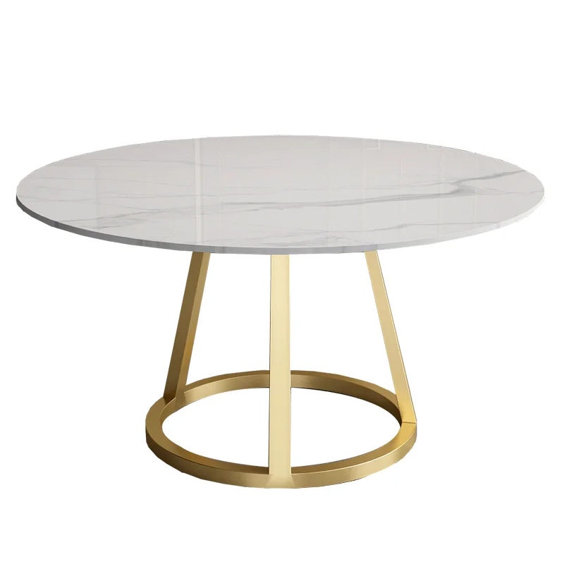 New Design 4 and 6 Seat Velvet Chairs Round Rotary Marble Top Modern Dining Table Set