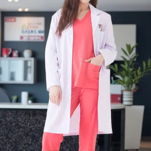 High Quality Doctor's Uniform Women's Long Sleeve White Polyester/Cotton Woven Lab Coat Medical and Hospital Uniform