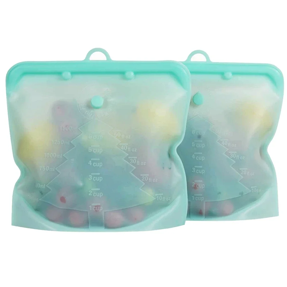 Reusable Fresh clear Ziplock Silicone Freezer Bag Food Storage & and Container for Efficient Food Packaging Kitchen Camping Use