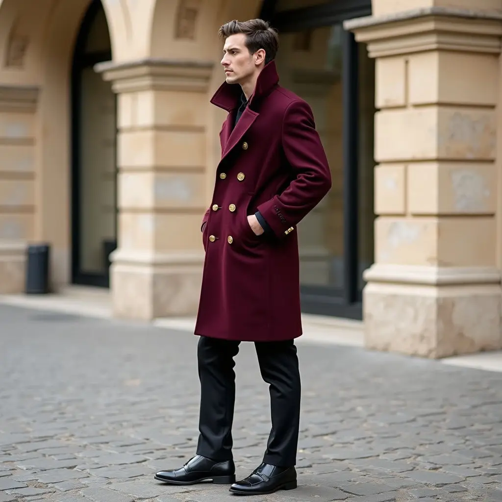 New High Quality Double Breasted Vintage Men's Woolen Long Hooded Reversible Trench Coat Cotton Filled Garment Dyed - Image 5