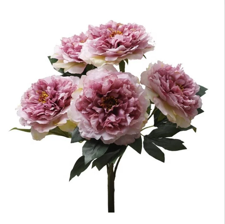 Qslhw322 Wholesale 5 Heads Silk Peony Flower Bouquet For Home Decoration Buy Silk Peony,Peony