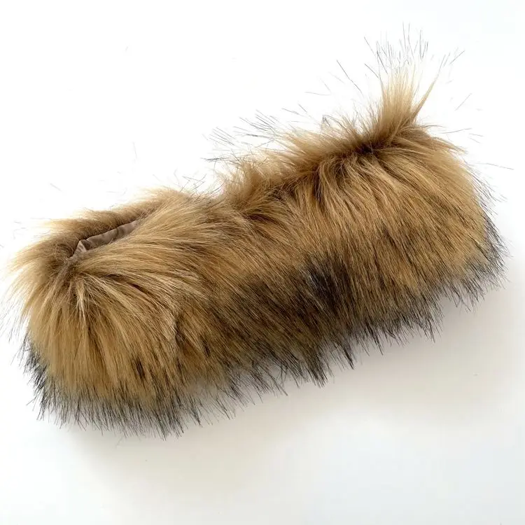 Hot sale Women faux raccoon fur boots with matching purse and headband