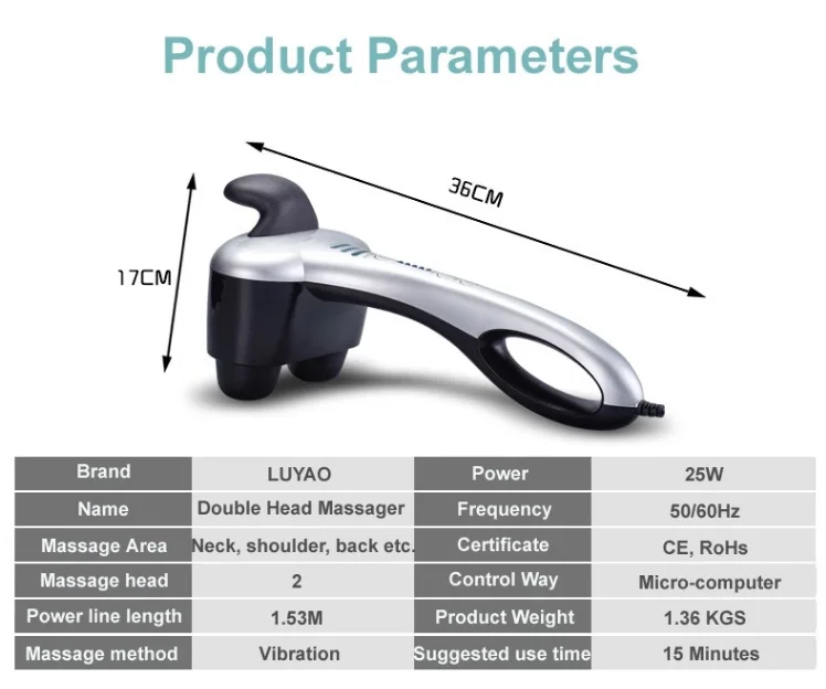 Dual Heads Heated Blood Circulation Machine Handheld Percussion Body Massager Hammer