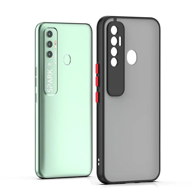 For Tecno Spark7 Pro Fashion Matte Smoke Back Cover Translucent Soft TPU  and Hard PC Shockproof Mobile Phone Case