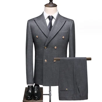 OEM Customizable Best Men's Wedding Tuxedo Suit 3-Piece Slim Fit Jacquard Blazer Jacket & Vest Pants V-Neck Wool Collar