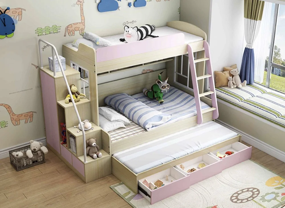 Children Bed Room Furniture Wooden Bunk Bed Child Kids Bunk Bed Set