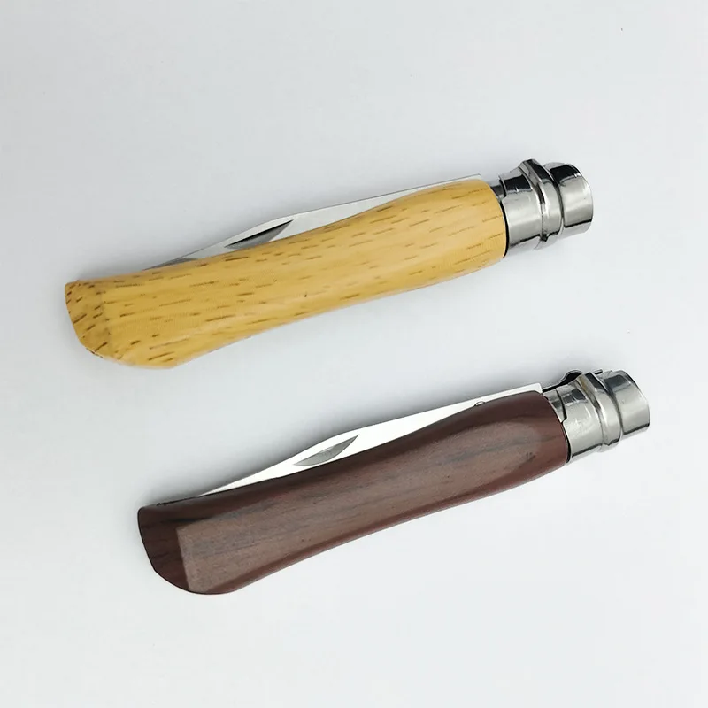 Hot-selling OEM Stainless Steel Bladed Beechwood Survival Folding Outdoor Camping Knife With Wooden Handle, Industrial_voghion.com