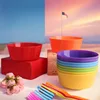 Arcoíris con seis colores: rojo, naranja, amarillo, verde, azul y morado.