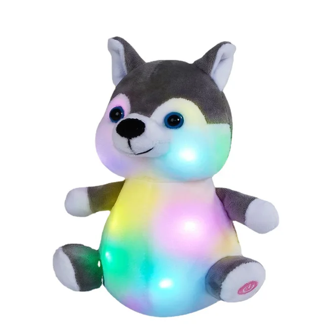 Glowing round sitting Husky glow-in-the-dark cute plush toy children's birthday gift gift wholesale