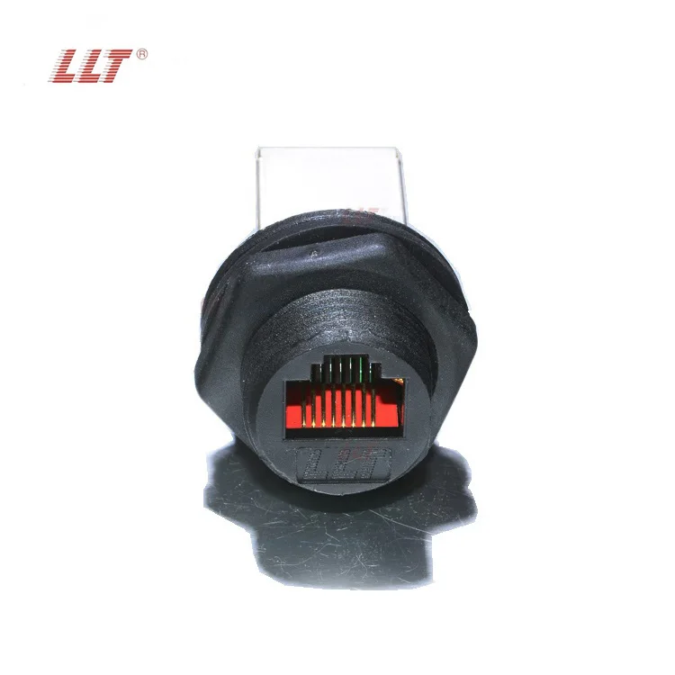 LLT Factory IP67 IP68 RJ45 Female Panel Mount Network LAN Waterproof Connector