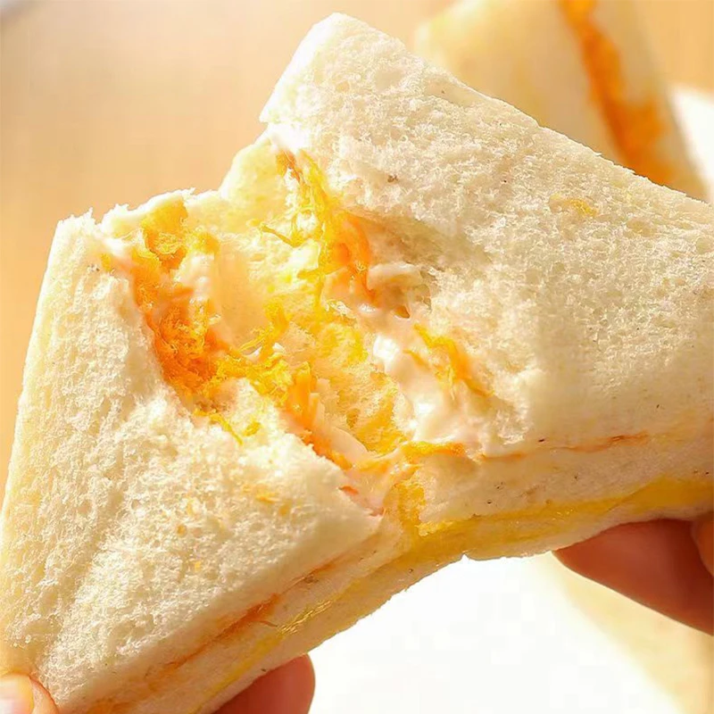 Nutritious Breakfast Sandwich Bread Cake Triangle Brand Toast Meat Floss and Taro Puree Triangle Bread Chinese Burger Bread