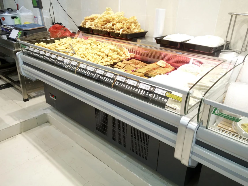 Europe Standard Meat Supermarket Butcher Shop Fish Open Display Fridge Refrigerator