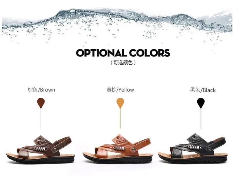 2023 Summer New Men's Sandals Fashion Genuine Leather Beach Shoes Casual Sandals