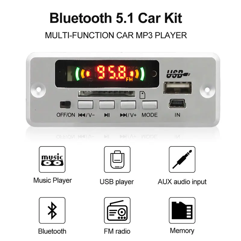 VIRE FM Radio Audio USB MP3 Player Module Car Wireless Bluetooth MP3 Decoder Board