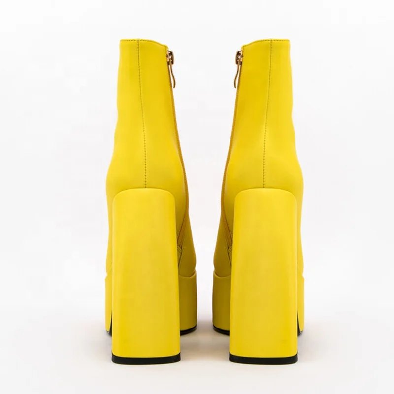 2022 Short Style Fashion Boots Solid Color Square Toe Side Zip