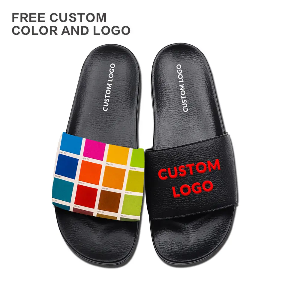 Source PU PVC men designer custom flip flops unisex slides,luxury rubber  custom slipper sliders sandals footwear men with logo on m.