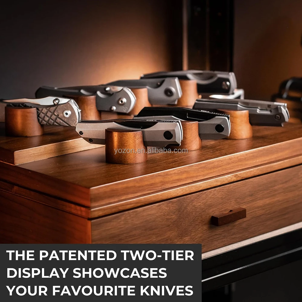 Custom Wood Pocket Knife Display Case Holder Stores Pocket Knife