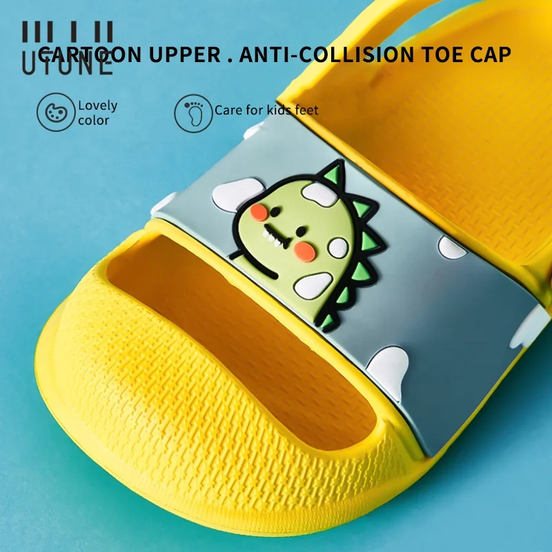 Детские летние милые пляжные сандалии UTUNE для мальчиков и девочек, Нескользящие домашние и уличные сандалии из ЭВА на мягкой подошве, тапочки, обувь