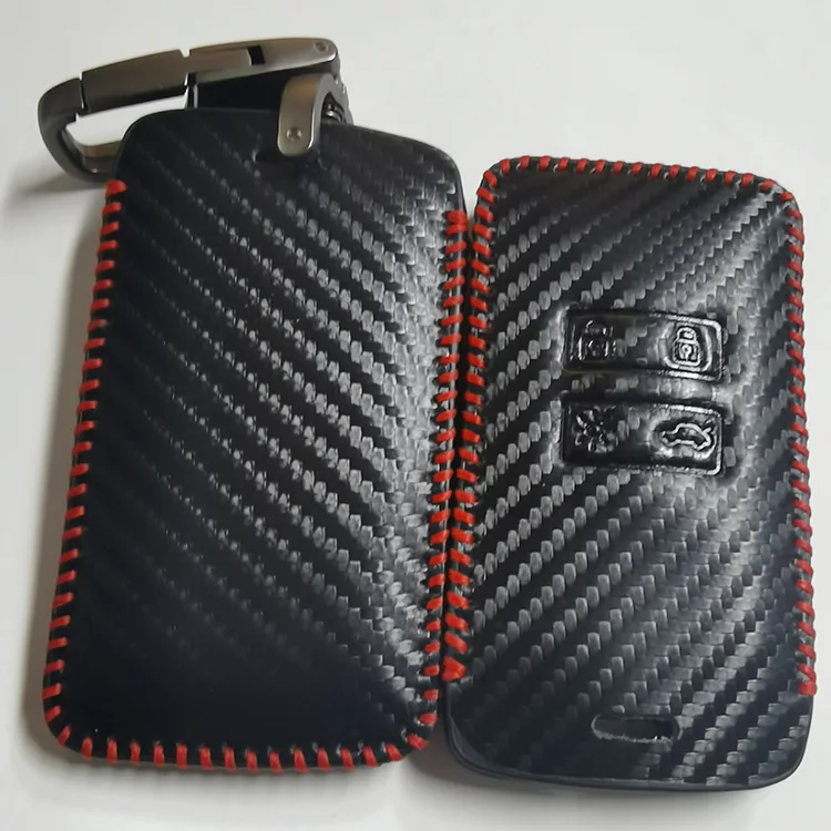 Good Quality Stitching  Leather Carbon FiberCar Key Case Cover Remote Fob for Renault Megane