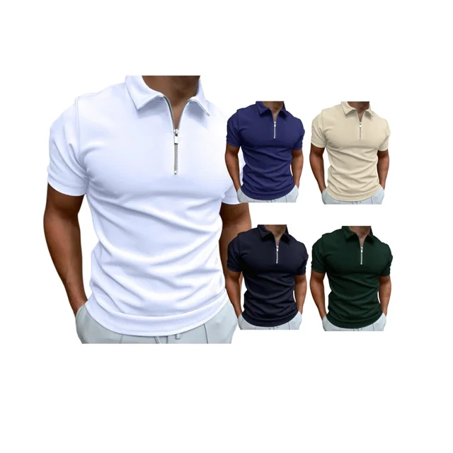 new arrival men's printed polo shirt cotton Men's casual POLO shirt chest pocket lapel zipper business T-shirt 3D top