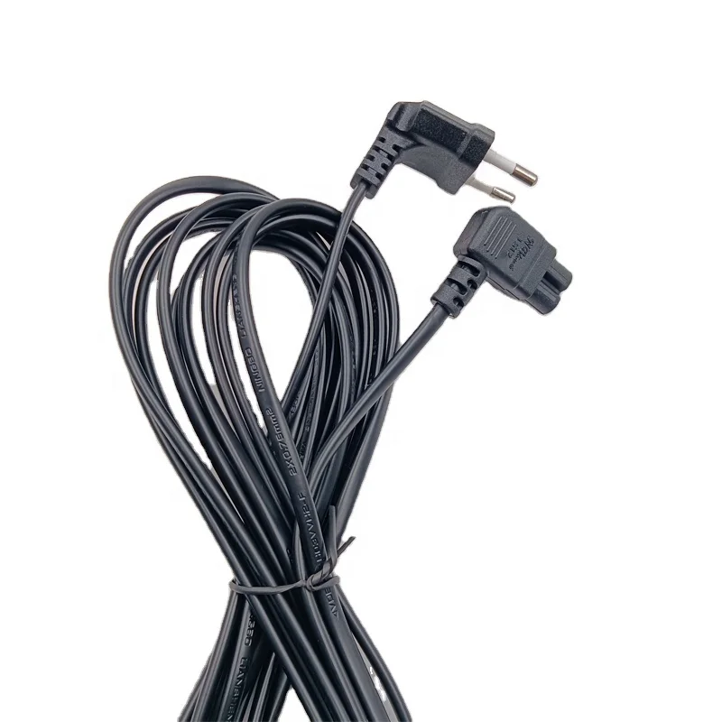 IEC C7 to Eu Power Cable 90 Degree Right Angle C7 Cord Connector 2 Pin Left Angle Plug  Extension Cord