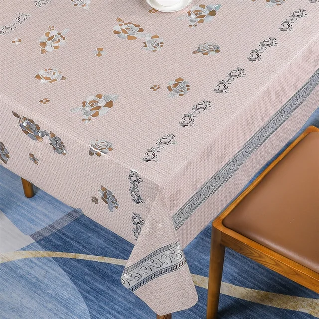 BOEN Modern Embossed PVC Tablecloth Roll Waterproof and Oilproof Printed Plastic Table Cover for Home Kitchen Party Use