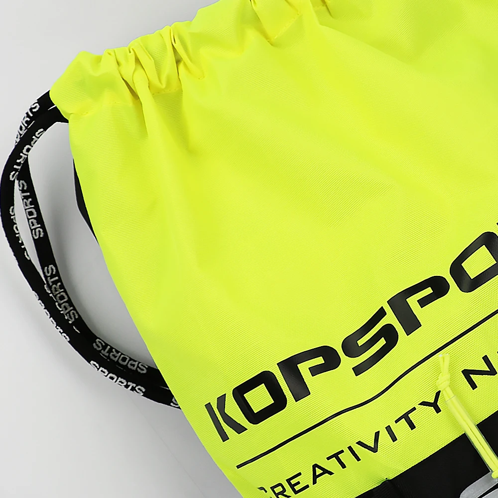 Kopbags Custom Logo Unisex Drawstring Bag Fashionable Plain Sport Gym Sack Pack with Nylon Lining Waterproof for Outdoor Usage supplier