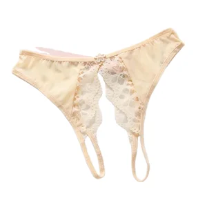 Women's Open Crotch Briefs Crotchless Lace Thongs and G-Strings Transparent Underwear for Sex