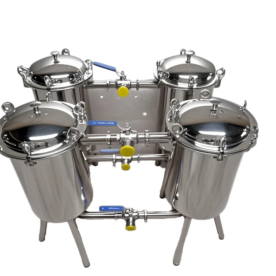 In Magazzino 304 316 Acciaio Inox Doppio Filtro Sanitario per Cibo Filtro Miele Acqua Latte di Soia Membrana Filtro Elemento Alloggiamento