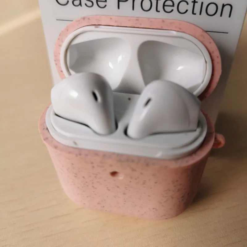 Экологичный мягкий термополиуретановый биоразлагаемый чехол из пшеничной соломы для Airpods 1 2 Pro, защитный чехол с крючком для переноски для airpods pro