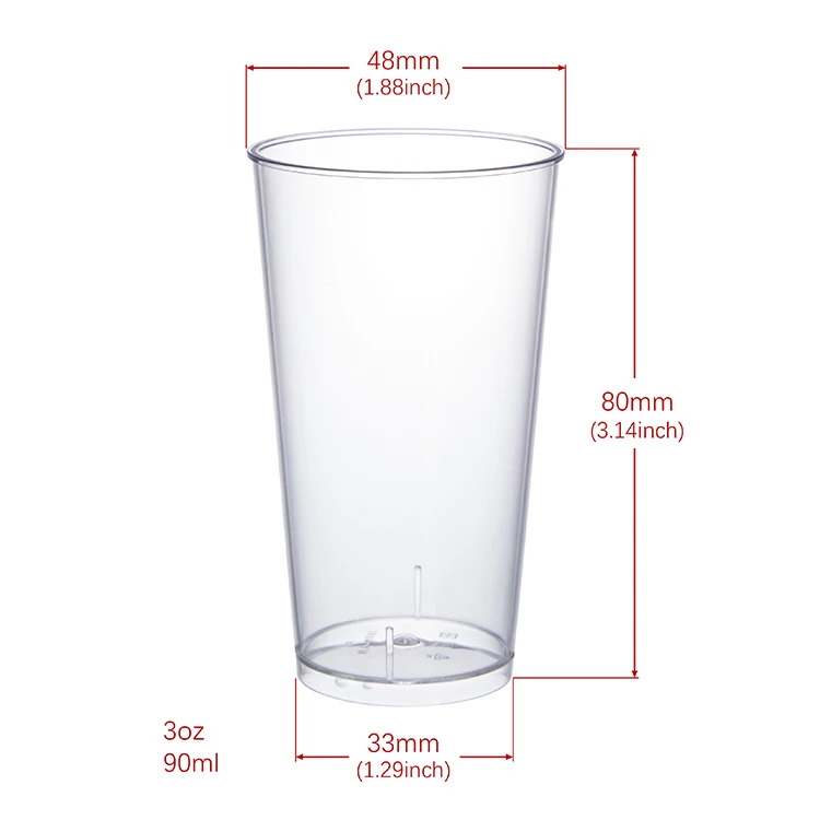 Mingyu Manufacturer's 3 OZ Clear Disposable Plastic Glass Cups PS Material  for Desserts