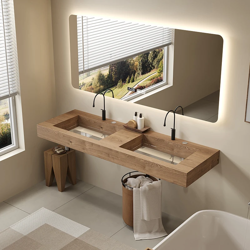 product rock slab transparent glass bottom bathroom fluted cabinet combination light luxury high end customization textured vanity-3